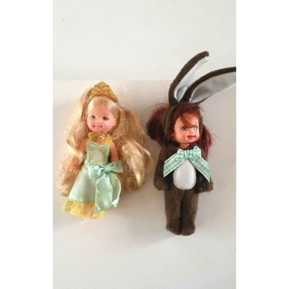 1994 Barbie Little Sister Kelly 4.5” Dolls Lot of 2 Princess & Bunny VINTAGE
